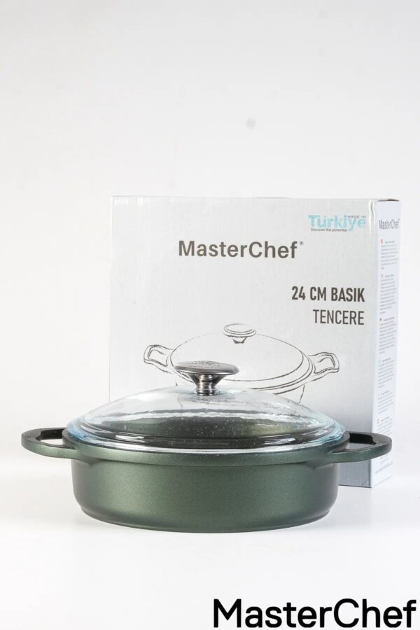 Masterchef  Alüminyum Döküm Basık Karnıyarık Tenceresi 24 CM Yeşil