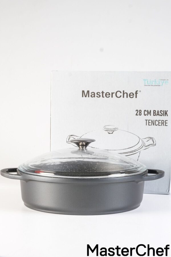 Masterchef Alüminyum Basık Karnıyarık Tenceresi 28 CM Gri